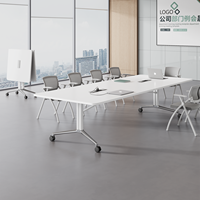 Table de conférence mobile pliable moderne - Bureau de formation modulaire à plateau rabattable avec roulettes pour salle de réunion et salle de séminaire
