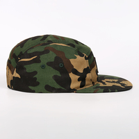Casquette de camp personnalisée de haute qualité en coton imprimé numériquement en cuir de camouflage avec logo à 5 panneaux