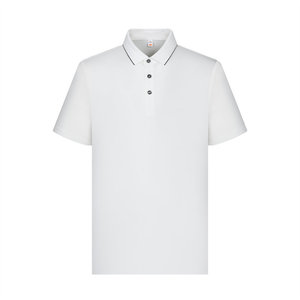 Polo uni rose pêche en polyester à manches courtes pour usage quotidien - Product Image 4