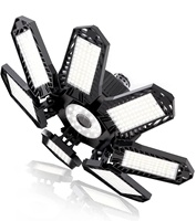 Lampe de garage LED pliable 100W avec 7 panneaux réglables, base E26 E27, lampe de plafond LED déformable pour entrepôt, lampe d'atelier