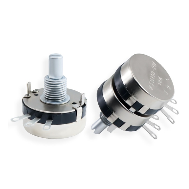 WTH118 0.25W 100k Dual Gang Carbon Film Potentiometer with Switch Metal Shell Linear Variable Rotary