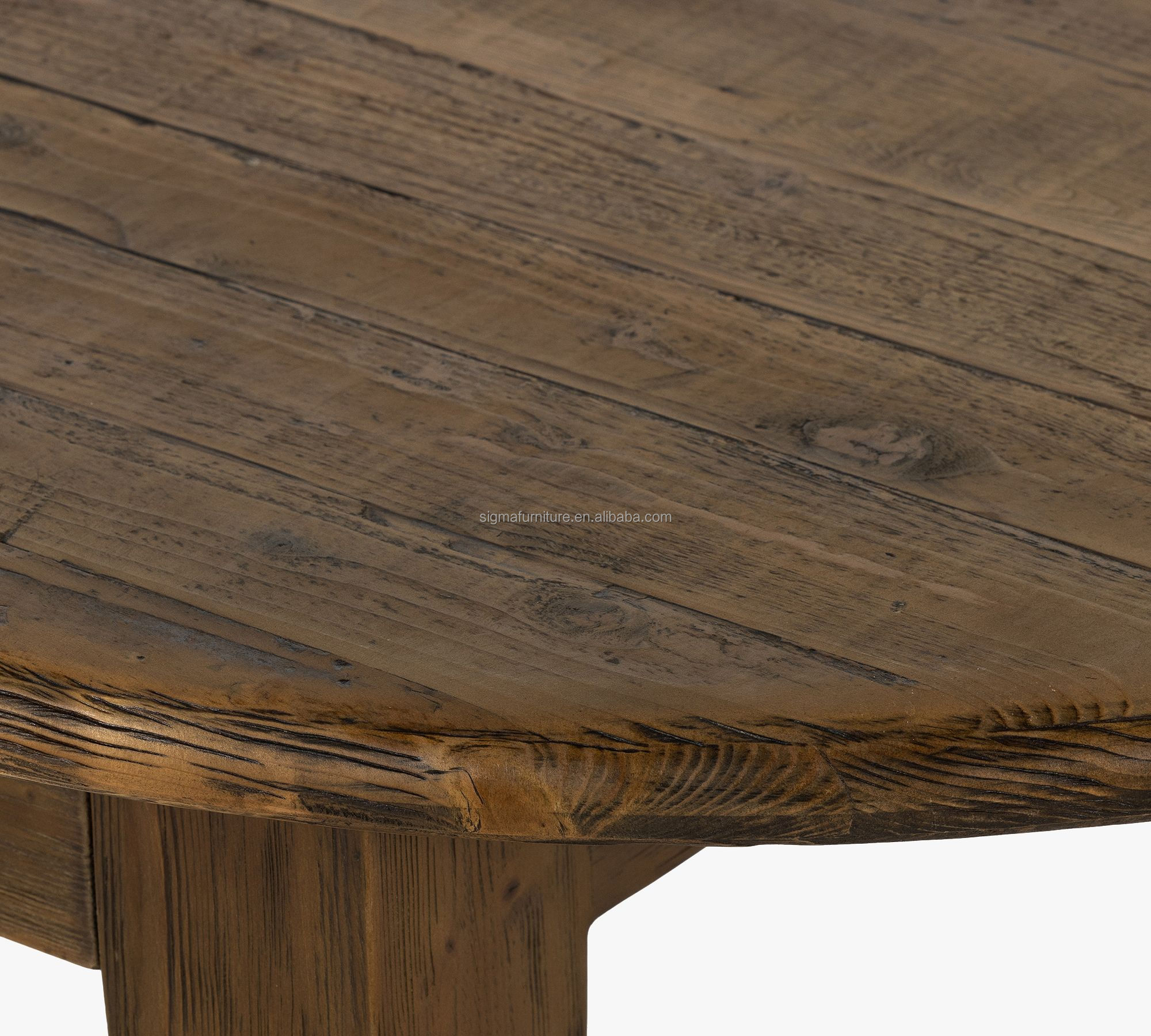Hot sale fashion high end oval dining table rustic style farmhouse Villa dining table