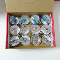 12 pièces de boules lumineuses LED de Noël en plastique de haute qualité, 8 cm, avec paillettes, style festif, décorations suspendues pour arbre de Noël