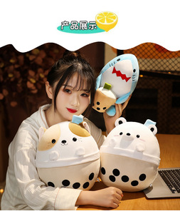 HY Venta al por mayor, Juguete <span class=keywords><strong>de</strong></span> peluche <span class=keywords><strong>de</strong></span> 20 cm con forma <span class=keywords><strong>de</strong></span> taza <span class=keywords><strong>de</strong></span> té <span class=keywords><strong>de</strong></span> burbujas (<span class=keywords><strong>boba</strong></span>) <span class=keywords><strong>de</strong></span> leche, con diseño <span class=keywords><strong>de</strong></span> animales (oso, gato, tiburón) y perlas, estilo dibujos animados, lindo - Product Image 5