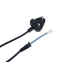 Cordon électrique standard d'Afrique du Sud 0,75 mm² 1,5 m Type H05VV-F, 3 broches, certifié SABS, pré-décapé et terminé