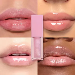 Grote Borstel 7 Kleur Veranderende Lip Olie Hydraterende Smaak Fruit Helder Veganistisch Private Label Roze Lipgloss Lip Plumper Gloss