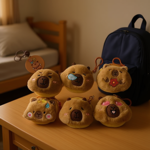 Porte-monnaie en peluche ours kawaii 7 pouces avec porte-clés mousqueton pour filles - Product Image 4