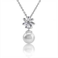 Collier pendentif fleur hawaïenne en argent sterling 925 avec perle d'eau douce, bijoux tropicaux sur le thème de la vie marine, idéal pour un cadeau