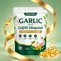 Gélules de CoQ10 Ubiquinol à l'ail de marque privée pour la santé cardiovasculaire, supplément nutritionnel à base d'extrait d'ail vieilli, OEM/ODM