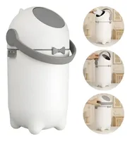 Contenedor de Basura Portátil Sellado de 15L con Cierre Hermético que Evita Malos Olores para Almacenamiento de Desechos de Mascotas y Bebés, Tapa Antipinzamiento, Cuerpo Resistente Anticaída