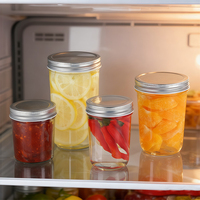 Bocaux en verre à large ouverture pour aliments, caviar, cornichons, jus, crème glacée avec couvercle – 50ml, 100ml, 200ml, 250ml, 350ml, 400ml, 500ml