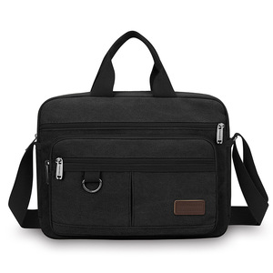 Retro Travel Men's Shoulder <b>Bag</b> Solid Color Casual Messenger <b>Canvas</b> Fashion Zipper Multifunctional Men's Shoulder <b>Bag</b> - Product Image 2