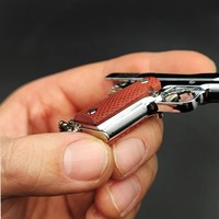 Usine 1:3 Métal Jouet Colt 1911 Pistolet Alliage Mini Magazine Arme Porte-clés Grain De Bois En Bois Porte-clés Modèle Cadeau