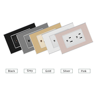 FIKO American Standard Prises et interrupteurs muraux 118 Type 15A Panneau en aluminium givré rose avec USB/Type-c