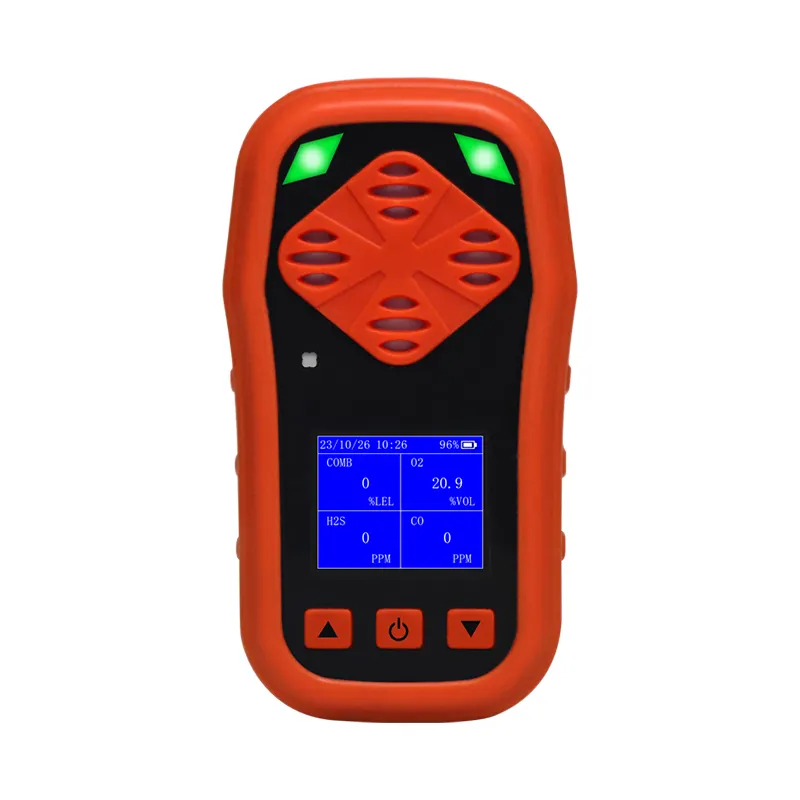Detektor Gas portabel, klip Gas 4 Monitor Meter Tester Analyzer dapat diisi ulang LCD Display lampu suara Alarm guncangan