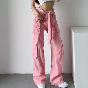 Pantalon de jogging à jambes larges <span class=keywords><strong>kaki</strong></span> solide, <span class=keywords><strong>taille</strong></span> <span class=keywords><strong>basse</strong></span>, Baggy <span class=keywords><strong>Cargo</strong></span> pour femmes, pantalon <span class=keywords><strong>Cargo</strong></span> décontracté pour dames - Product Image 2