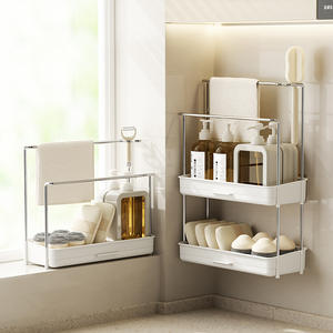 Estante para paños de cocina Landmark de 2 niveles, material PP, duradero, para almacenamiento en la cocina, escurridor de fregadero, montaje en encimera o pared - Product Image 2