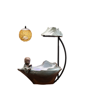Decorative Home Hot Sale Aromatic Sandalwood Scented <b>Incense</b> <b>Cones</b> Fragrance Lamp Led Light Ceramic Waterfall <b>Incense</b> <b>Burner</b> - Product Image 2