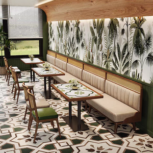 Tienda de café de madera muebles de café Mesa silla conjunto sofá Banco cabina asientos para restaurante y cafetería - Product Image 1