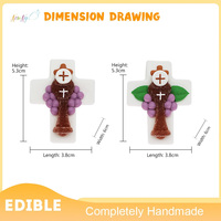 Azúcar de Navidad en forma de cruz 3D hecho a mano para adornos comestibles para pasteles y accesorios para cupcakes de postre forma sólida para fiestas