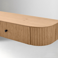 Meuble de toilette mural moderne et durable en acier inoxydable cannelé, console flottante avec tiroirs et bord incurvé, armoire de maquillage pour salon
