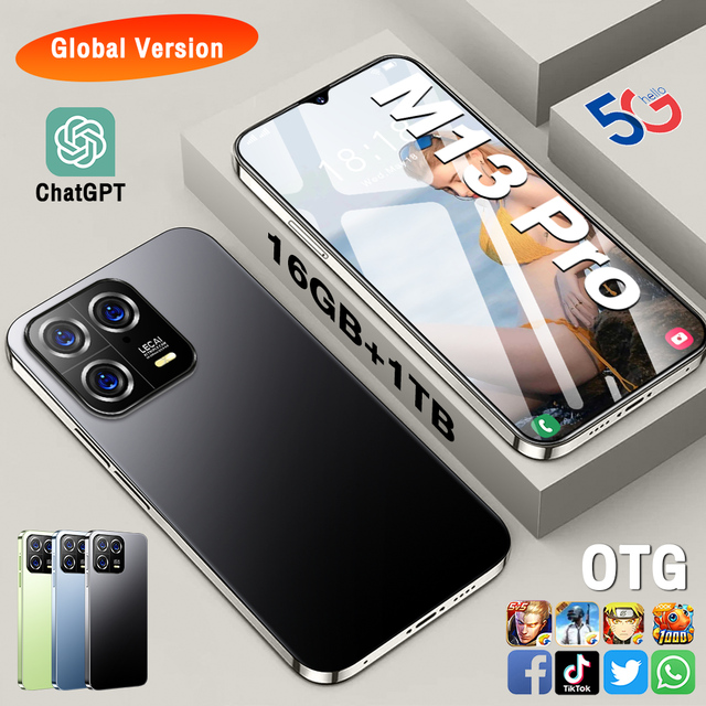 M13PRO Android Phone Smartphone 5g Nfc M6 in English French Spanish