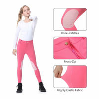 Collants d'équitation pour filles avec logo personnalisé Pantalon d'équitation respirant à fermeture éclair sur le devant avec poches au genou Pantalon d'équitation serré pour enfants