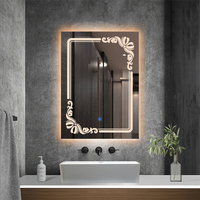 Miroir mural rectangulaire LED moderne avec capteur tactile, lumière décorative pour salle de bain, miroirs lumineux pour la maison et l'hôtel