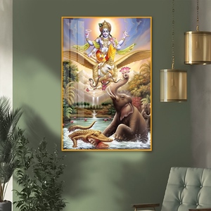 <span class=keywords><strong>Cuadro</strong></span> de Porcelana con Cristales - Vishnu y Garuda, Divinidad Hindú, Decoración Espiritual para Pared del Hogar - Product Image 3