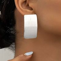 Boucles d'oreilles pendantes géométriques carrées surdimensionnées en alliage de zinc plaqué argent pour femme, bijoux tendance pour anniversaire