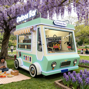 Mobile Food Cart with LED Light Custom Logo Street Vendor Cart for Attractive Commercial Use - Product Image 1