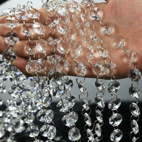Chaîne de perles de verre de 14mm perles de lustre en cristal chaîne octogonale MH-12139