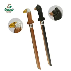 Creative gift sets hand carved animal handle kids toy wood sword