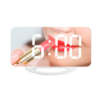 Moderne Slimme Digitale Desktop Klok Met Usb Telefoon Oplader Tafel Klok Speaker Led Spiegel Wekker