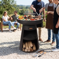 Brasero Plancha Extérieur Facilement Assemblable avec Grille à Charbon et Pique-Brasero pour Jardin, Patio et Cour Arrière - Vente en Gros Usine