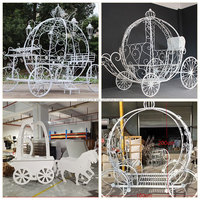 NIKA Factory Chariot de princesse citrouille en métal doré décoratif personnalisé pour la fête de naissance ou d'anniversaire de bébé, pour l'entrée du bébé