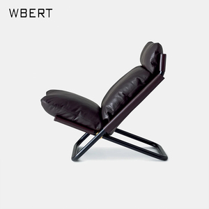 WBERT Chaise longue en cuir violet super doux Salon et chambre à coucher Canapé paresseux pliant avec filet rouge Application très simple - Product Image 3