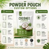Sachet Doypack Personnalisé en Plastique et Feuille d'Aluminium pour Poudre de Noix de Coco, avec Fermeture Ziplock, Emballage Alimentaire Anti-Humidité