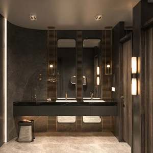 Meuble de salle de bain de style italien luxe léger, design personnalisé haut de gamme, double vasque, miroir LED argenté, finition laquée - Product Image 3