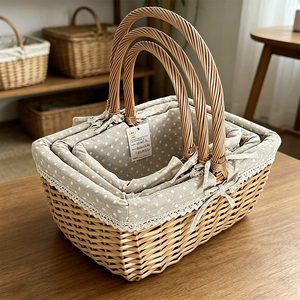 Panier de rangement en saule naturel avec poignée arquée robuste pour la chasse aux œufs de Pâques, la décoration de mariage, la décoration intérieure et l'utilisation en crèche - Product Image 2