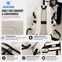 Sac à dos en nylon confortable avec fermeture éclair antivol, sangle d'épaule à coussin d'air, poche avant transparente, design léger, sac à dos pour étudiants