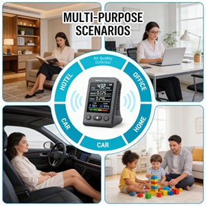 Dispositif Portable de Détection de CO2 (Dioxyde de Carbone) avec Affichage de Température, <span class=keywords><strong>Humidité</strong></span>, HCHO et TVOC, Compatible Android, en Plastique, <span class=keywords><strong>pour</strong></span> <span class=keywords><strong>Maison</strong></span> Intelligente - Product Image 3