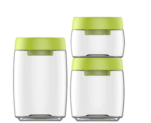 Press vacuum-seal kitchen storage jar set, integrated vacuum airtight lid box ,ideal for coffee beans food snacks fresh herbs