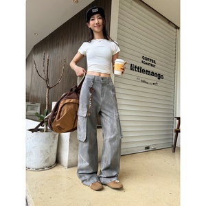 <span class=keywords><strong>Pantaloni</strong></span> <span class=keywords><strong>Cargo</strong></span> da <span class=keywords><strong>Donna</strong></span> 100% Cotone con Stampa Tie-Dye, Vita Media, Gamba Larga, Multitasche, Lunghezza Maxi, Stile Streetwear - Product Image 2