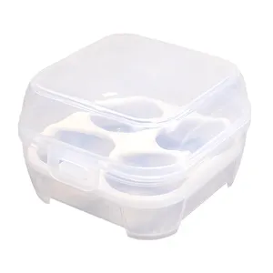 Caja de almacenamiento de plástico transparente cuadrada con tapa caja de almacenamiento de belleza, soporte para huevos de maquillaje caja de almacenamiento de huevos de esponja portátil