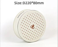 Boîte en fer blanc ronde personnalisée avec logo pour biscuits et bonbons, avec couvercle à charnière, boîte de rangement en métal recyclable de qualité alimentaire, vente en gros
