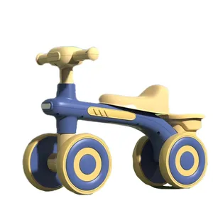 Mobil mainan tiga roda tanpa pedal anak, sepeda keseimbangan geser anak-anak mobil Mini lucu keselamatan Trike