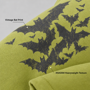 Sudadera con capucha para hombre, con cremallera completa, diseño gráfico de murciélago vintage personalizado, estampado desgastado, estilo urbano oversize, forro polar de alto gramaje - Product Image 2