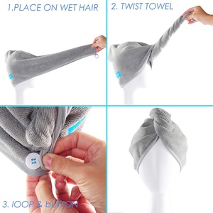 Toalla de secado de cabello de microfibra para mujer, artículo de cocina para el hogar, diseño de gofres, toalla para el cabello para uso en salón - Product Image 5