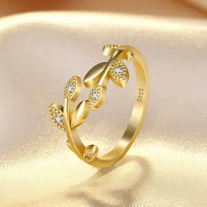 SC Hot Selling Wedding Rings For Woman Fashion Gold Silver Diamond Rings Wave Wing Leaf Bow Heart Rings For Girls